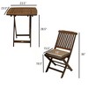 Outdoor Interiors Eucalyptus Wood 3-Piece Square Foldable Bistro Outdoor Furniture Patio Set, Table and 2 Chairs with Cushions - 2 of 4