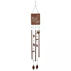 Woodstock Chimes Signature Collection, Victorian Garden Chime, Butterfly 52'' Rust Wind Chime VGCBU