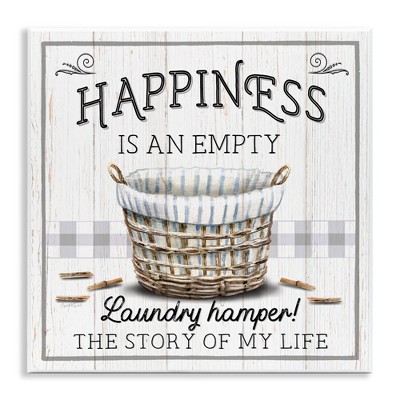 Stupell Industries Happiness is Empty Laundry Basket Wall Plaque Art