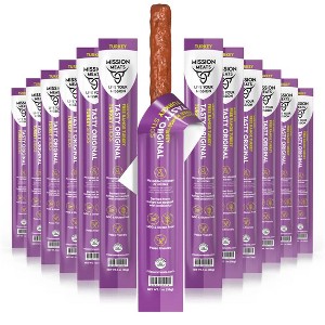 Mission Meats Turkey Sticks, 100% Free Range, Sugar & Gluten Free, Individually Wrapped, Paleo, Whole 30 Snacks, Original 1oz - 1 of 4