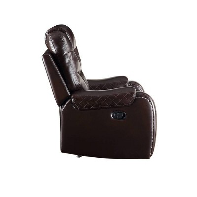 78" Brown Tufted Faux Leather Loveseat with Cup Holders
