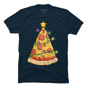 Men's Design By Humans Pizza Christmas Tree By leroystubbles T-Shirt - 1 of 4