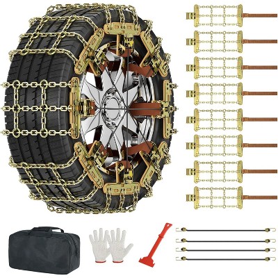 Docred Upgraded Snow Chains 8/10 Pack, Tire Chains for Cars/SUVs/Pickup Trucks, Emergency Anti Slip Tire Traction Chains for Tire Width