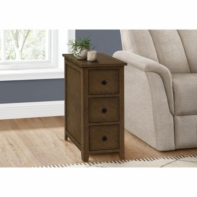 Monarch Specialties Accent Table End Side Table Nightstand Narrow Bedroom Storage Drawer Lamp Brown Veneer Transitional
