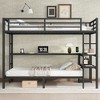 TIRAMISUBEST Full over Twin Black Bunk Bed with Desk and Shelves, Metal Bed Frame with LED Light and Charging Station - 3 of 4