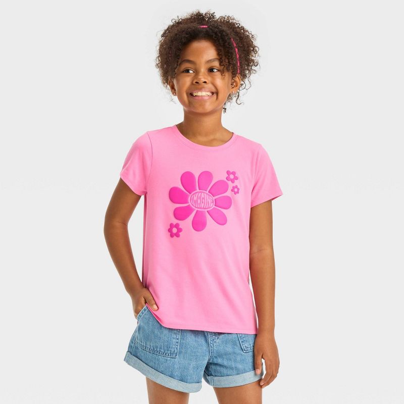 Girls' Short Sleeve 'Imagine' Graphic T-Shirt - Cat & Jack™ Pink, 1 of 5