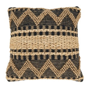 20"x20" Oversize Textured Zig Zag Woven Poly Filled Square Throw Pillow Black - Saro Lifestyle: Indoor Cotton & Jute, Zipper Closure - 1 of 3
