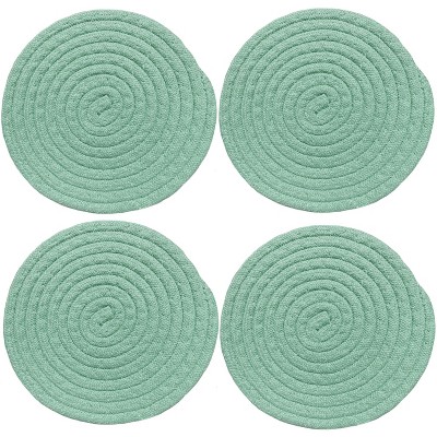 Home Mart Goods Mint Extra Thick Woven Trivet Round Placemats Natural Cotton Hot Potholder Mat Heat Resistant - 8"x8"(Pack of 4)