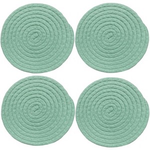 Home Mart Goods Mint Extra Thick Woven Trivet Round Placemats Natural Cotton Hot Potholder Mat Heat Resistant - 8"x8"(Pack of 4) - 1 of 4