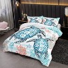 Acoinel 3 Pcs Sea Turtle Coastal Lightwight Ultra Soft Comforter Set with 2 Pillowcases, White - 2 of 4