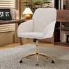 Velvet Upholstered Office Chair Adjustable Swivel Ergonomic Design with Armrests for Home Office or Vanity-3irtyhousy - 2 of 4