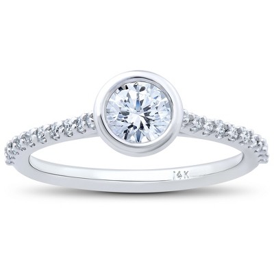 Pompeii3 3/4ct Charlotte Lab Created Diamond Engagement Ring 14k White Gold