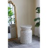 HDZNVF 14x14x20 inch Round Bamboo Accent Table with White Shell Design - 2 of 4