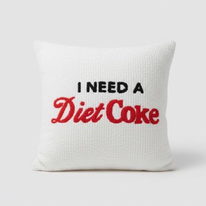 Coca-Cola 'I Need a Diet Coke' Chenille Square Throw Pillow White - 1 of 3