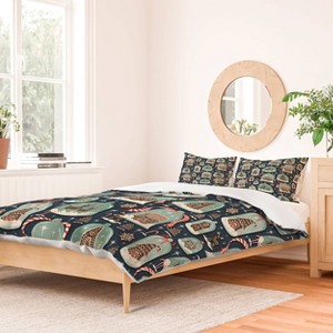 Deny Designs Full/Queen Heather Dutton Gingerbread Village Blue Duvet Cover and Pillow Sham Blue - 1 of 4