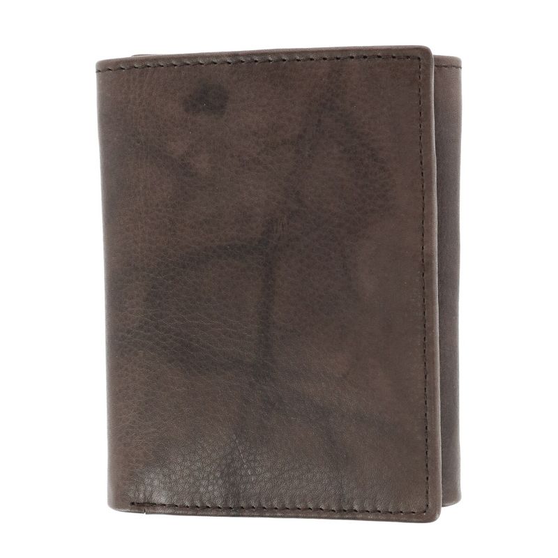 CTM Men's American Bison Leather RFID Trifold Wallet, 1 of 5