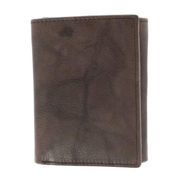 CTM Men's American Bison Leather RFID Trifold Wallet