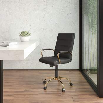 Emma and Oliver Mid-Back Executive Swivel Office Chair with Metal Frame and Arms
