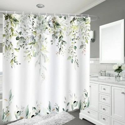 LunaLulinlk Green Eucalyptus Fabric Shower Curtain