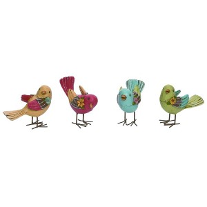 Transpac Small Resin Multi Colored Floral Bird Set of Home Decorations Set of 4 Spring - 1 of 1