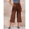 ECUPPER Womens Cotton Cropped Pants Loose Fit Wide Leg Capri Casual Plus Size Elastic Waist Trousers - 2 of 4