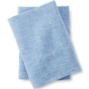 Lands' End Garment Washed Chambray Flax Linen Breathable Pillowcases - 1 of 4