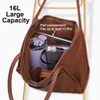 Large Tote Bag for Women Work with Zipper 16L Vegan Leather Ladies Travel Purses and Handbags Brown - 4 of 4
