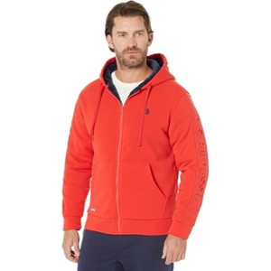 U.S. Polo Assn. Men's Embossed Wordmark Full Zip High Pile Fleece Hooded Sweatshirt - 1 of 3
