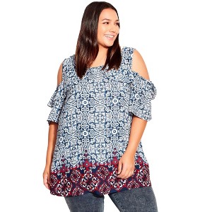 Avenue Cold Shoulder Frill Top - 1 of 4