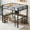 Streamdale Full Metal Loft Bed with Desk & Shelves, Loft Bed Frame for Bedroom (Black with Desk) - 2 of 4