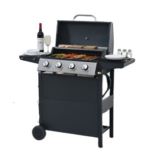 VisioGear Outdoor Grill with Two Shelves, Lid, Wheels and Bottle Opener, Grill for Backyard, Black & Silver, 44.8"*13.3"*39.3" - 1 of 4