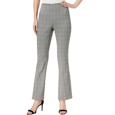 I.N.C International Concepts Womens Plaid Bootleg Dress Pants, Black, 12