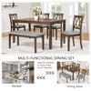 6-Piece Rectangular Wooden Dining Table Set with 4 Upholstered Chairs and Bench, Acacia Wood Frame for Kitchen or Dining Room - 3 of 4