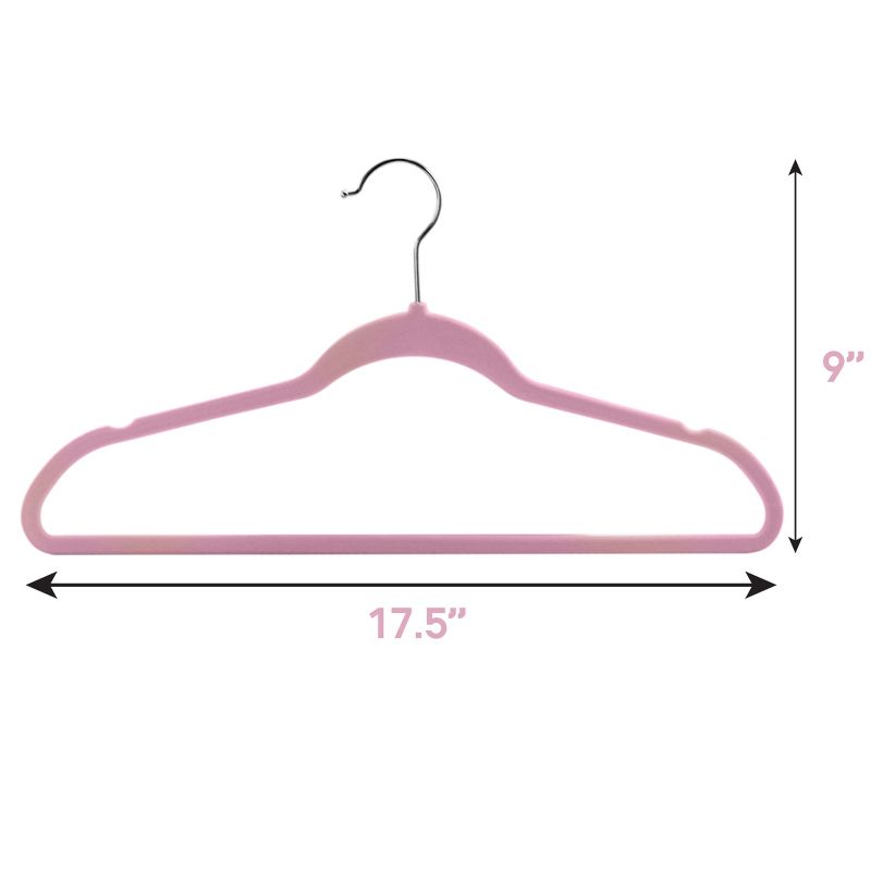 100 Piece Set of Velvet Slim Profile Heavy Duty Felt Hangers in Pink, 3 of 7