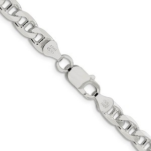 Black Bow Jewelry Mens 6.5mm Sterling Silver Solid Flat Cuban Anchor Chain Necklace - 1 of 4