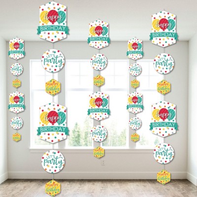 Big Dot of Happiness Colorful Happy Birthday - Birthday Party DIY Dangler Backdrop - Hanging Vertical Decorations - 30 Pieces