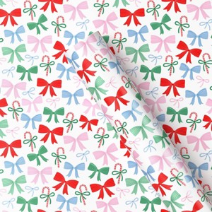 40" 125 sq ft Christmas Roll Wrap Multi Bows on White - Wondershop™ - 1 of 3