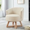 Lyngins Swivel Accent Chairs with Cross-shaped Wood Base,Upholstered Round Swivel Reading Chairs,Linen Sofa Chairs for Bedroom,Living Room - 2 of 4