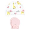 Hudson Baby Infant Girl Cotton Cap and Scratch Mitten Set, Girl Yellow Safari, 0-6 Months - 4 of 4