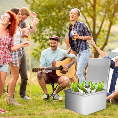 Drop in Ice Chest, Stainless Steel Commercial Ice Bin with Hinged Cover, Outdoor Kitchen Ice Bar for Drinks