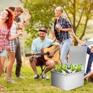 Drop in Ice Chest, Stainless Steel Commercial Ice Bin with Hinged Cover, Outdoor Kitchen Ice Bar for Drinks - 1 of 4