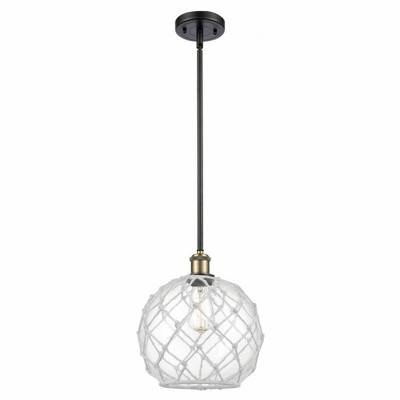Farmhouse Rope - 1 Light Stem Hung Mini Pendant In Industrial Style-13 Inches Tall and 10 Inches Wide