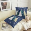 Blue Christmas Pillow Covers 18x18 Set of 2 Teal White Gold Xmas Tree Snowflakes Decorative - 3 of 4