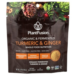 PlantFusion Turmeric and Ginger Drink Mix - Fermented Whole Food Nutrition, Herbal Supplement Powder with Curcuminoids - USDA Certified Organic, - 1 of 2