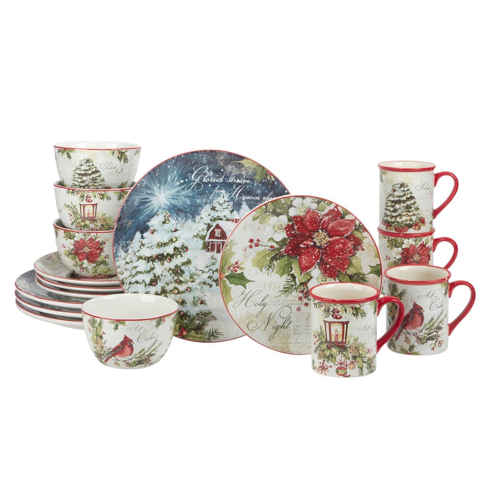 Photos - Glass Certified International 16pc Silent Night Dinnerware Set  