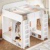 Triple Bunk Bed with Built-In Storage Shelves & Hooks, Loft Bed Frame with Safety Guardrails, Twin+Twin over Twin XL - ModernLuxe - 2 of 4
