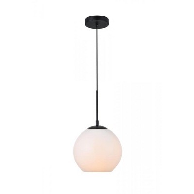 Elegant Lighting Baxter 1 Light Black Pendant With Frosted White Glass