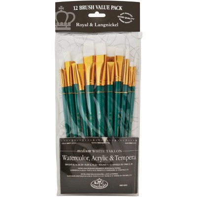 White Bristle Long Handle Value Pack Brush Set-12/Pkg