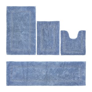 Lux Premium 100% Cotton Tufted Solid Reversible 4 Piece Bath Rug Set – Ultra-Soft, Water-Absorbent, Durable, Machine Washable Bathroom Rug - 1 of 4