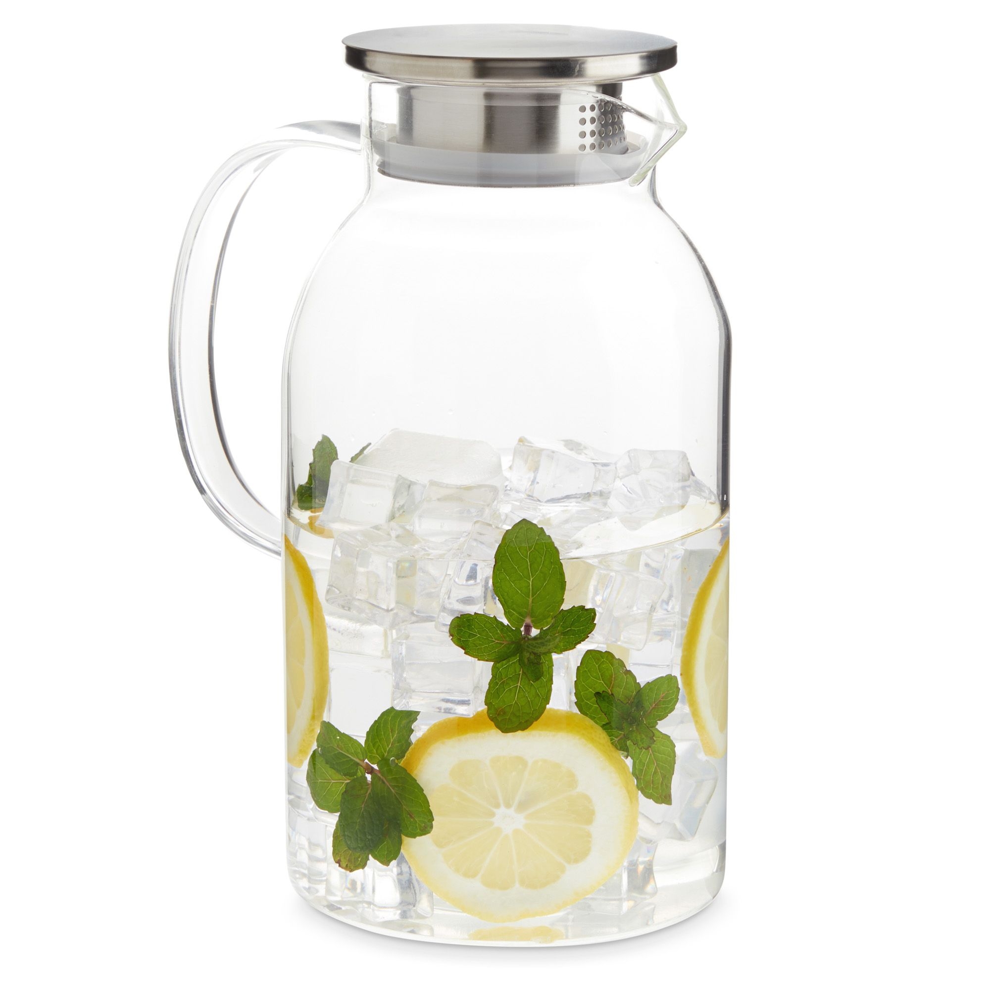 Okuna Outpost 68 Oz / 2 Liter Glass Pitcher with Lid and Spout - Carafe for Water, Juice and Other Drinks (Clear)